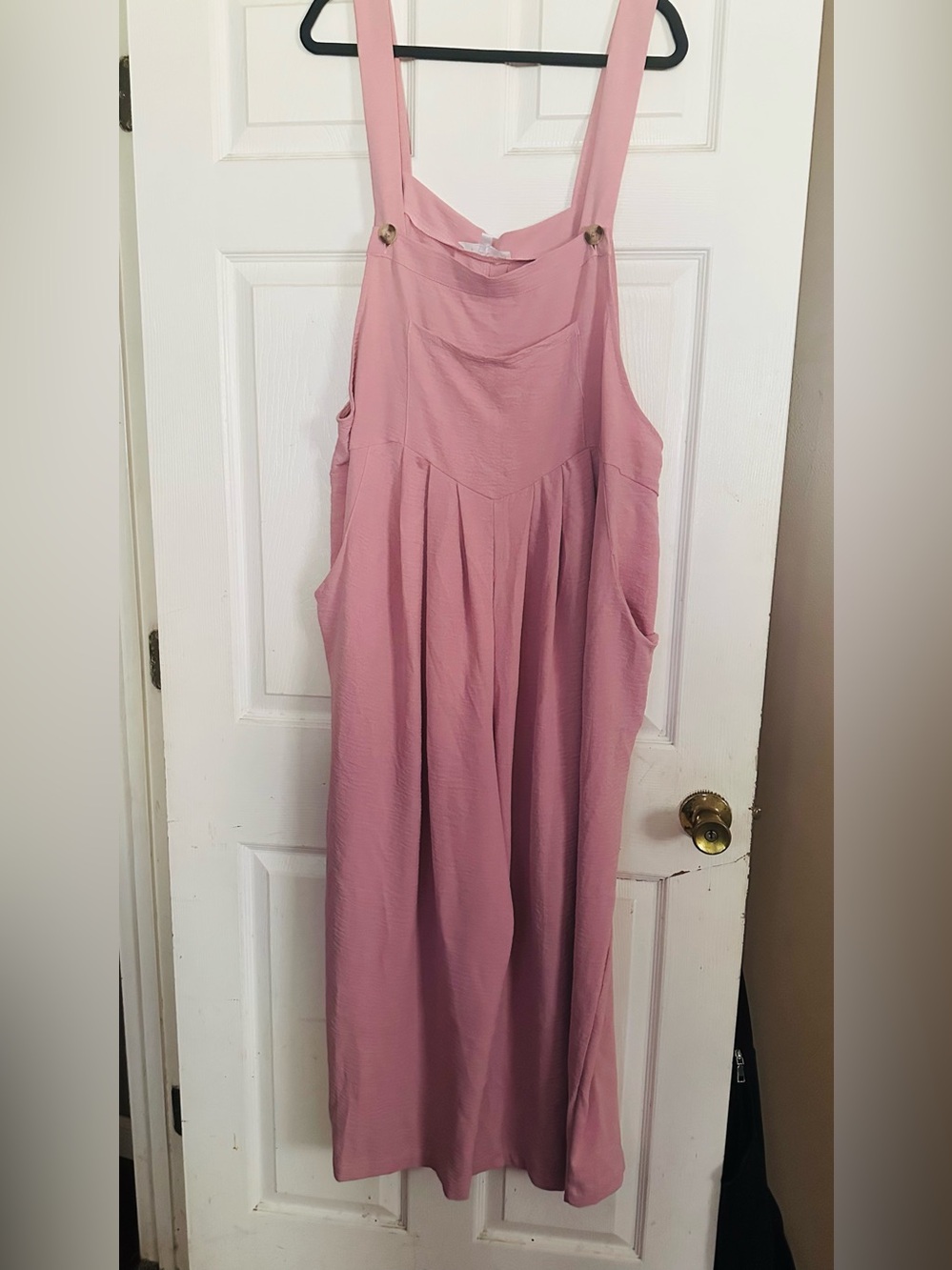 Soft Pink Pinafore Jumpsuit with Pockets